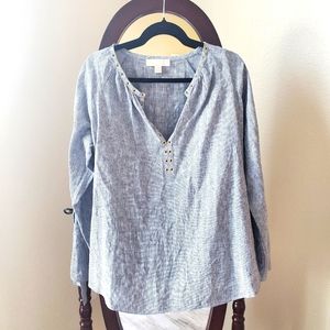 Michael Kors Striped V-Neck Blouse